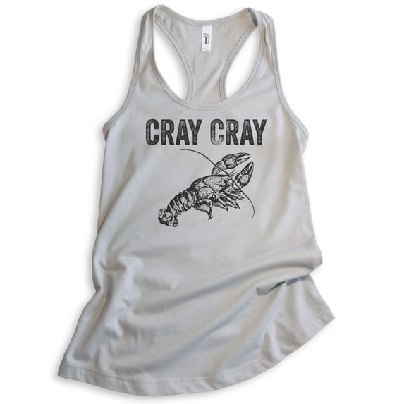 Cray Cray Tank Top, Ladies Racerback Tank Top, Crayfish Tank, Fishing Tank, Funny Fish Tank, Silver Gray, XX-Large