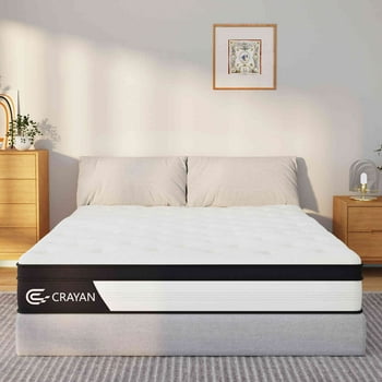 Crayan Full Mattress, 10 Inch Hybrid Mattress in a Box, Memory Foam Pocket Springs Mattress with Motion Isolation and Pressure Relieving, Edge Support, CertiPUR-US