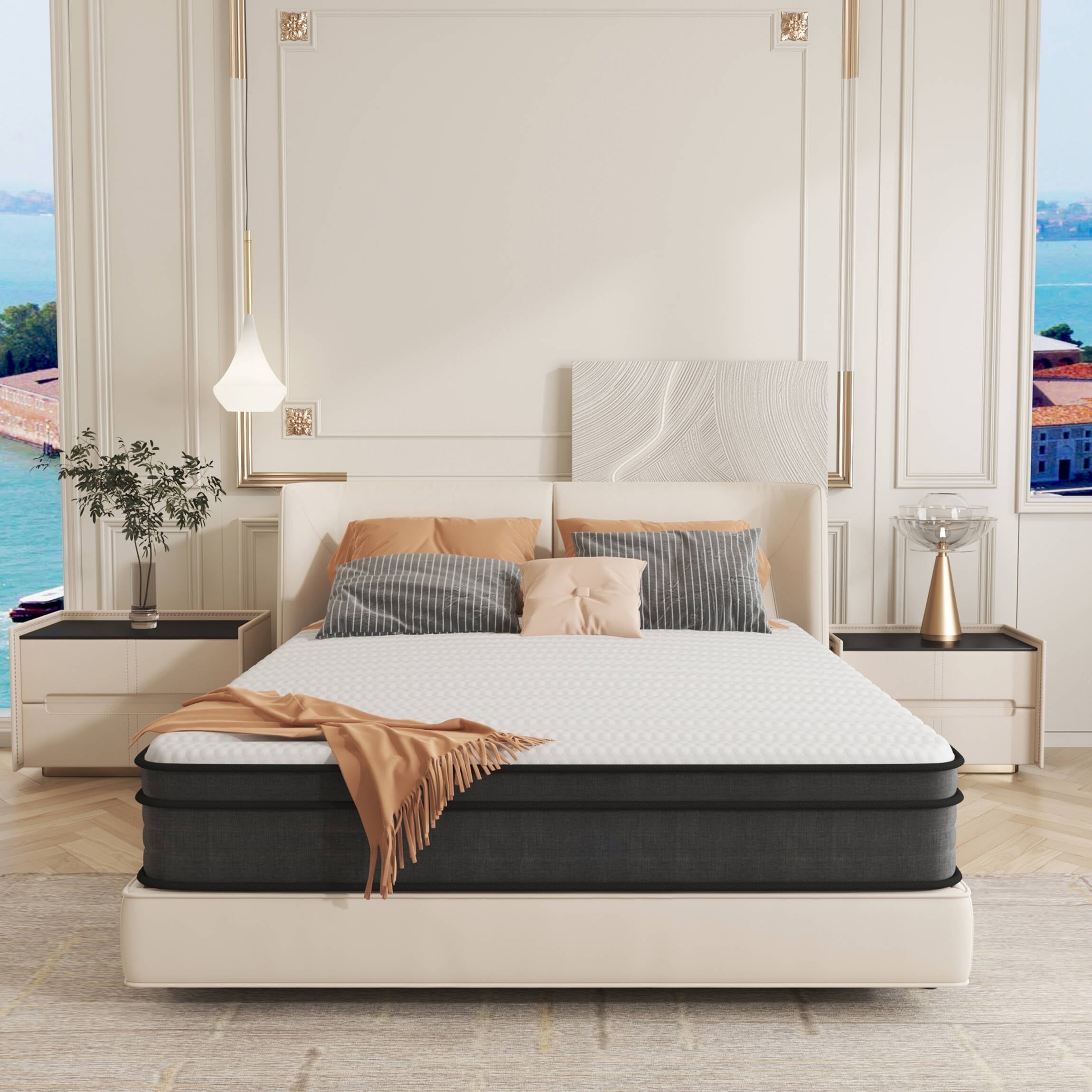 Queen Mattress 12 inch Memory Foam Mattress Queen size Innerspring Hybrid Mattress in A Box with Motion Isolation Strong Edge Support Pressure