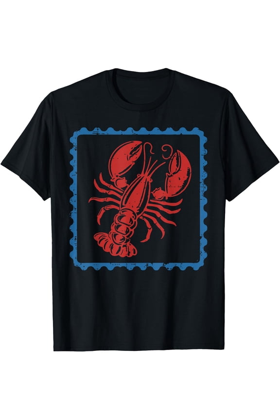 Crayfish Lobster Stamp Vintage Crawfish Cajun Men Women Kids T-Shirt