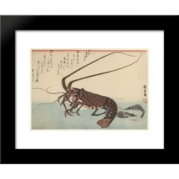 Crayfish and two shrimps 20x24 Framed Art Print by Hiroshige