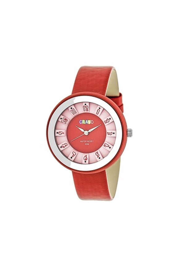 Crayo CR3408 Celebration Unisex Wrist Red Leather Watch
