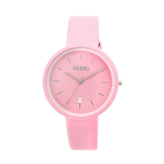 Crayo Easy Leather-Band Unisex Watch W/ Date - Pink