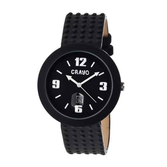 Crayo Jazz Leather-Band Unisex Watch W/ Date - Black