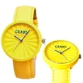 thumbnail image 1 of Crayo Pleats Leather-Band Unisex Watch - Yellow, 1 of 3