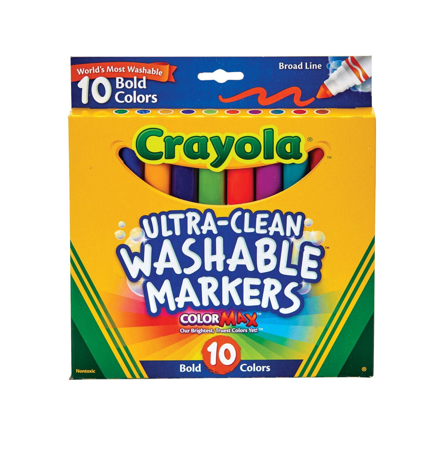 Crayola Broad Line Ultra Clean Washable Markers (10ct), Back to School Supplies, Classroom Essentials, Gifts for Kids and Teachers, Ages 3+