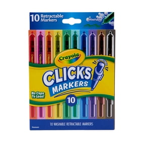 Crayola Clicks Retractable Markers, 10ct, Cone Tip Washable Markers, Cute School Supplies, Classroom Essentials, Gifts for Teachers and Kids, Ages 6+
