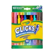 Crayola Clicks Retractable Markers (10ct), Cone Tip, Washable Markers, School Supplies, Bullet Journaling, Coloring Supplies for Kids, 6+