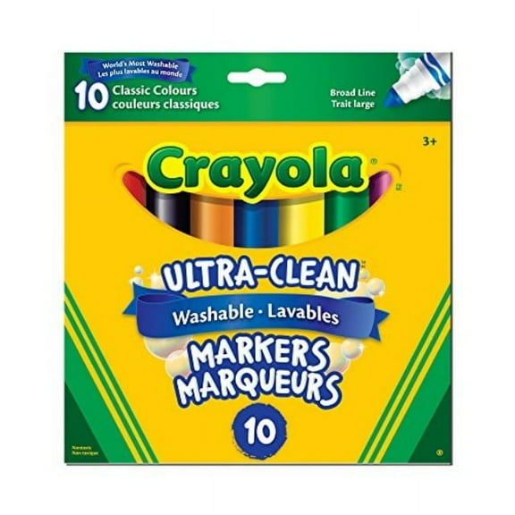 Crayola 10-Count Washable Ultra-Clean Broad Line Markers, Bold