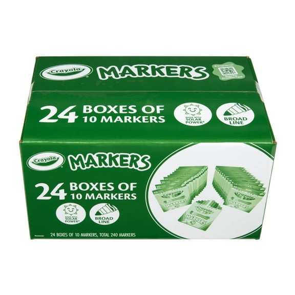Crayola Bulk Markers for Kids, 24 packs of 10, Broad Line, Valentines Day Party Supplies
