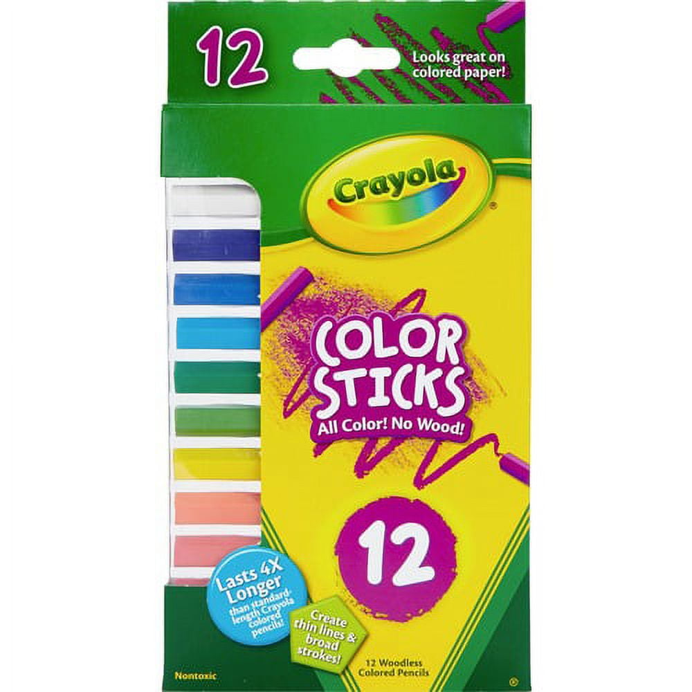 Crayola 12 Color Sticks Woodless Colored Pencils - Red, Red Orange, Orange, Yellow, Yellow Green, Green, Sky Blue, Blue, Violet, Brown, Black, ... Lead - 12 / Set Crayola 12 Color Sticks Woodless Colored Pencils - Red, Red Orange, Orange, Yellow, Yellow Green, Green, Sky Blue, Blue, Violet, Brown, Black, ... Lead - 12 / Set