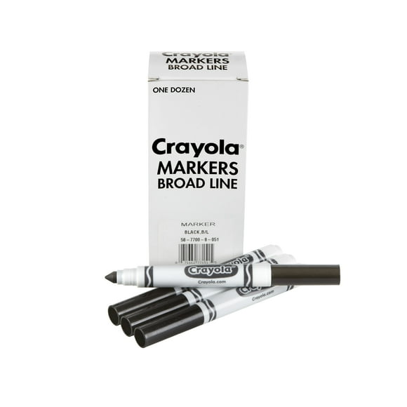 Crayola 12 Count Washable Bulk Markers, Black Multi-Colored