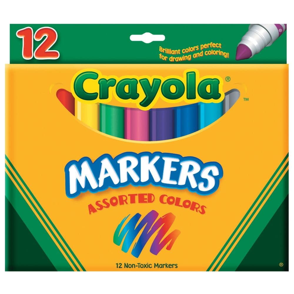 Bulk 12 Boxes of Crayola® Conical Tip Classic Markers - 8 Colors Per Box