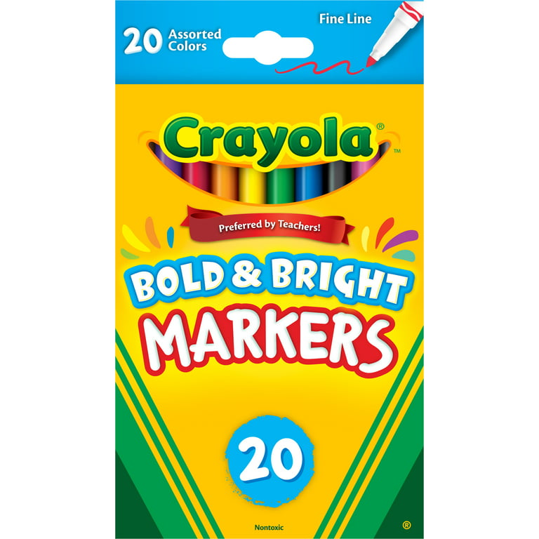 Crayola 20 Ct Fine Line Classic Markers, Back to School Supplies, Teacher  Supplies, Child Ages 3+