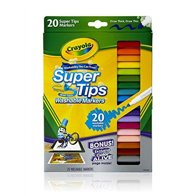 Crayola Super Tips Washable Markers~ 20 Ct Pack~ Draw Thin & Thick