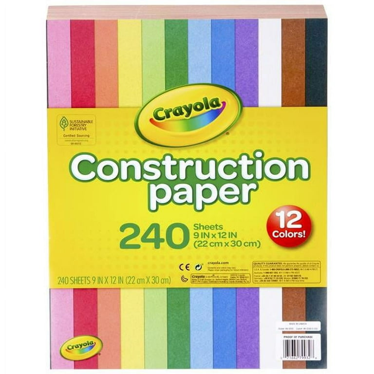 Construction Paper, 9 x 12, Assorted Colors, 240 Sheets/Pack Construction Paper, 9 x 12, Assorted Colors, 240 Sheets/Pack