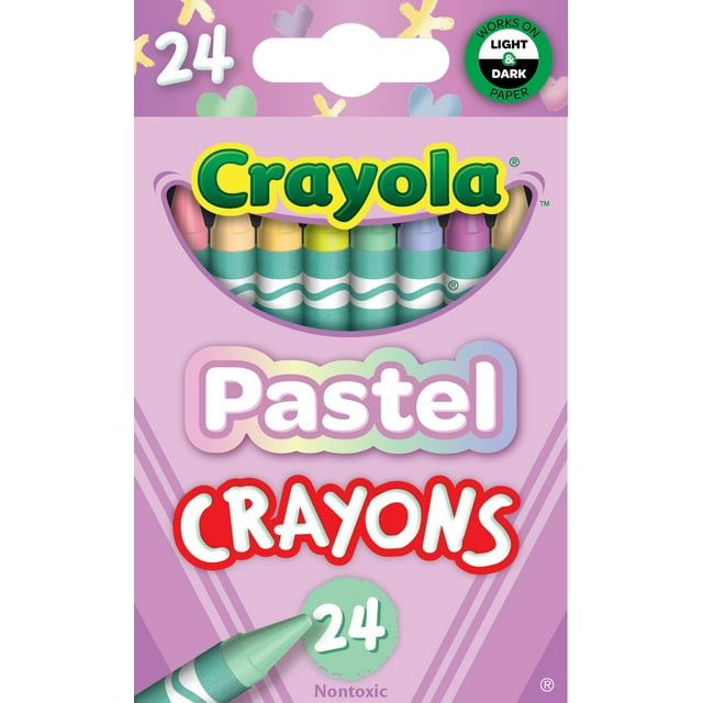 Crayola 24 Ct Pastel Crayons, Pastel Art Supplies for Kids, Back to