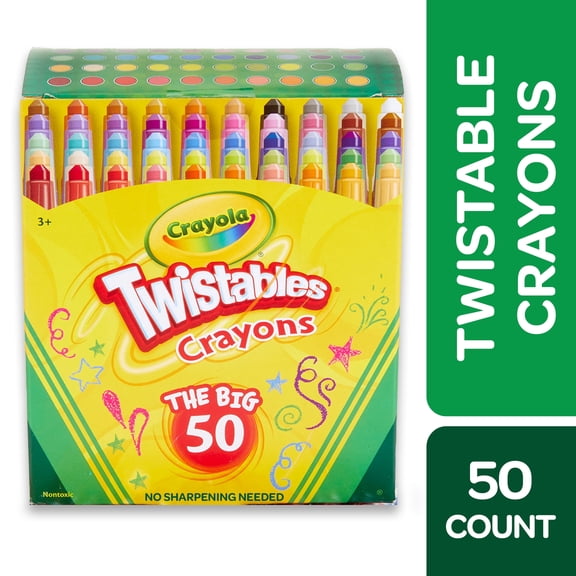 Crayola Mini Twistables Crayons for Kids (50ct), Arts & Crafts Supplies, Toddler Crayons for Coloring Books, Adaptive Art Tool, Gifts for Kids, Ages 3+
