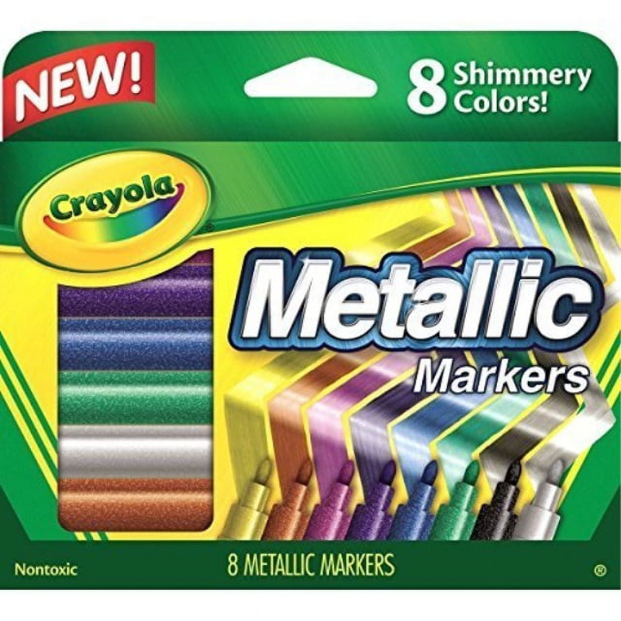 Crayola 642337910395 2 Pack Metallic Markers, 8 Count, w