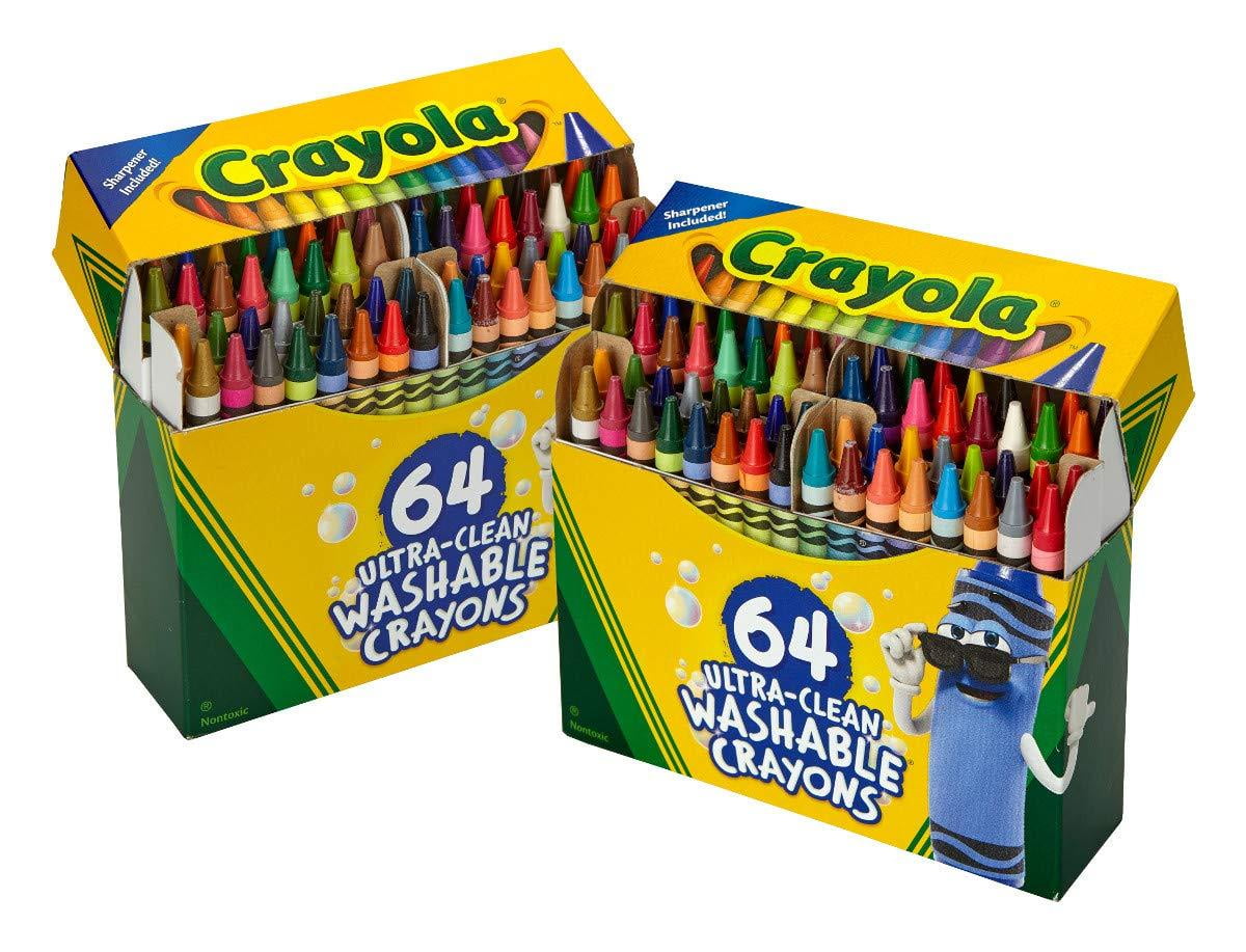 Crayola 64ct Ultra Clean Washable Crayons, 2 Pack Bulk Crayon Set, Gift for Kids