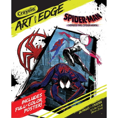 Crayola Across the Spiderverse Coloring Pages, 28 Pages, 1 Full Color Spider Punk Poster, Gift