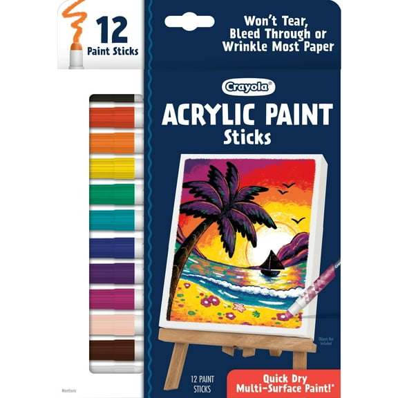 Crayola Acrylic Paint Doodle Sticks (12ct), Acrylic Paint Marker Set, Quick Dry, Multi-Surface