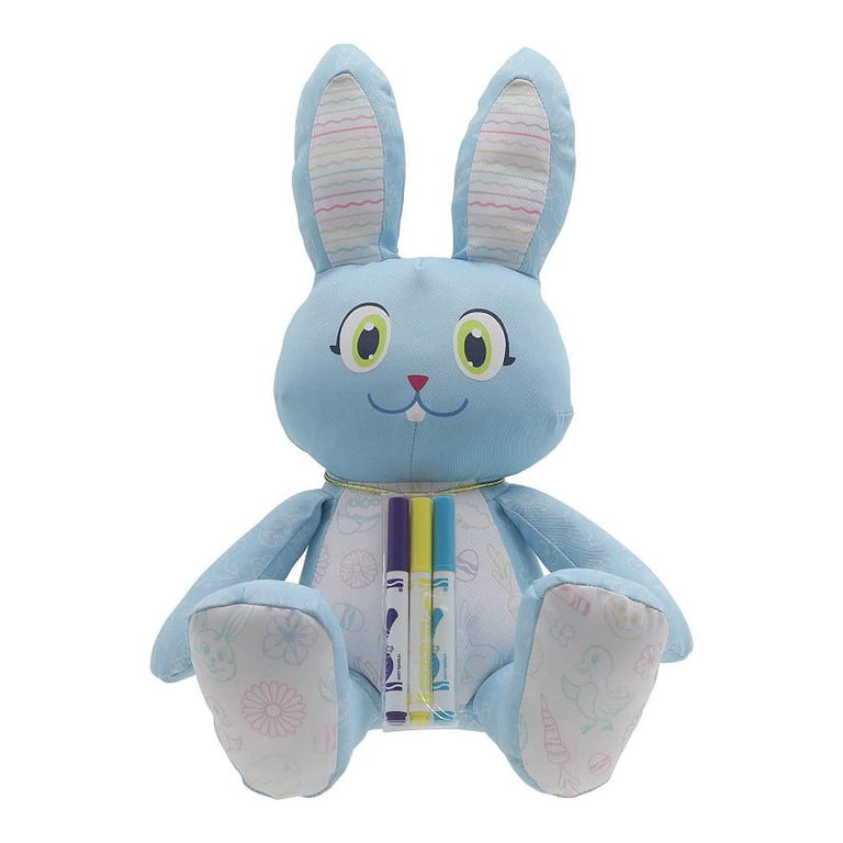 Teddy Betsy Bear Crayola Bunny ぬいぐるみ Crayola Animal Adventure Color Me Plush Bunny - Blue - Walmart.com