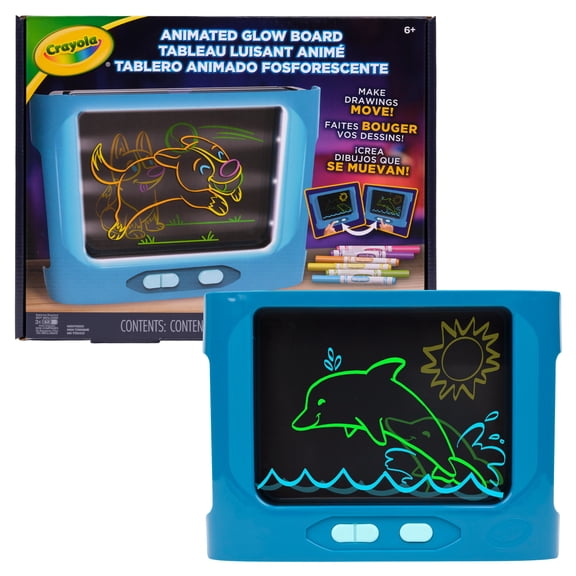 Crayola Animated Glow Board, Dual-Screen LED Drawing Board with Light Animation, Light Up Tracing Projector, Toys and Gifts for Kids, Ages 6+