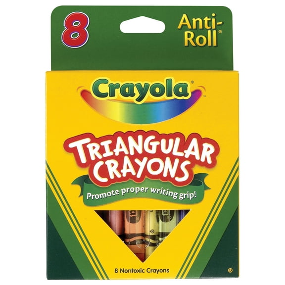 Crayola Anti-Roll Non-Toxic Triangular Crayon, 7/16 X 4 In, Assorted Color, Pack Of 8