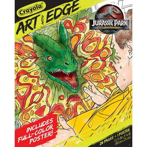 Crayola Art with Edge, Jurassic Park 30th Anniversary Coloring Pages, 28 Pages, Adult Coloring