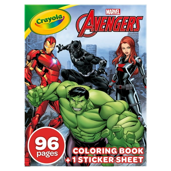 Crayola Avengers Coloring Book with Stickers, Gift for Kids, 96 Pages, Ages 3, 4, 5, 6