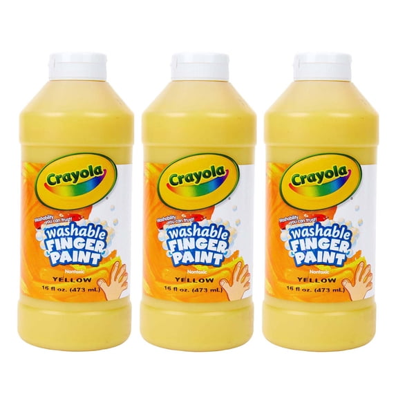 Crayola Washable Finger Paint, Yellow, 16 oz, Pack of 3