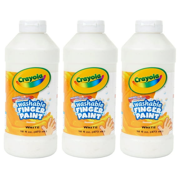 Crayola Washable Finger Paint, White, 16 oz, Pack of 3