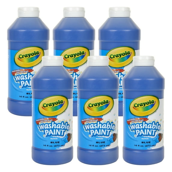 Crayola Washable Paint, Blue, 16 oz. Bottles, Pack of 6