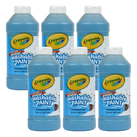 Crayola Washable Paint, Turquoise, 16 oz., Pack of 6