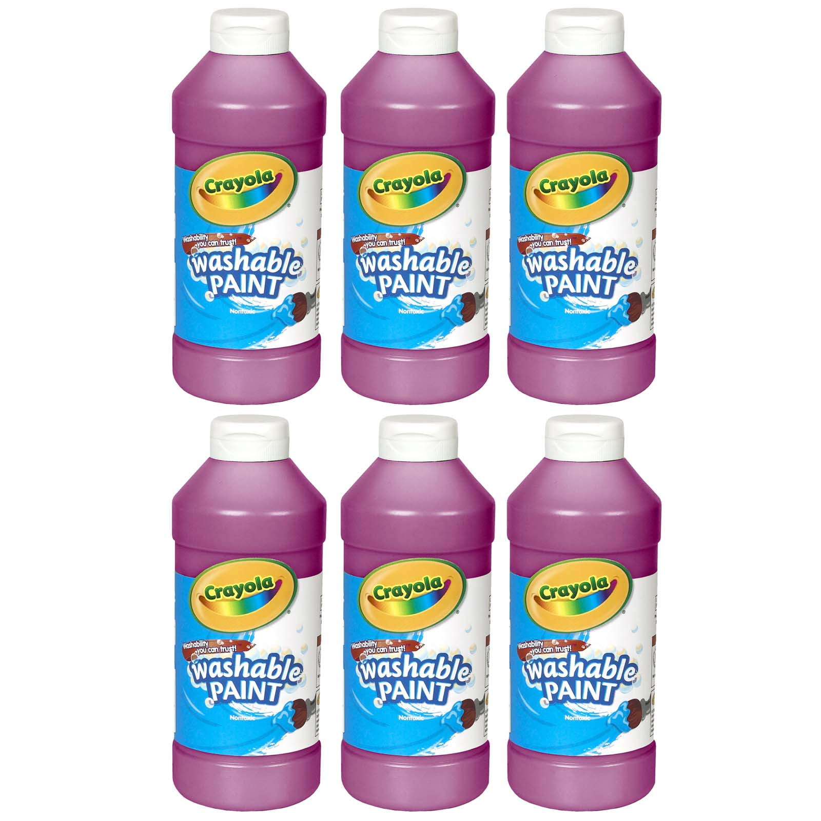 Crayola Washable Paint, Magenta, 16 oz. Bottles, Pack of 6