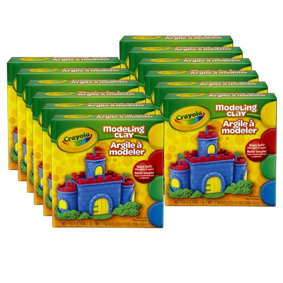 Crayola Modeling Clay, 4 Assorted Colors, 1 lb. Box, 12 Boxes