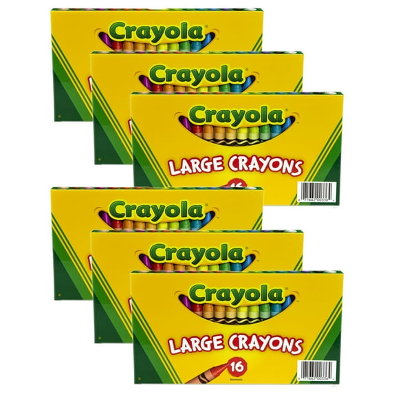 Crayola Large Crayons, Classic Colors, 16 Per Pack, 6 Packs