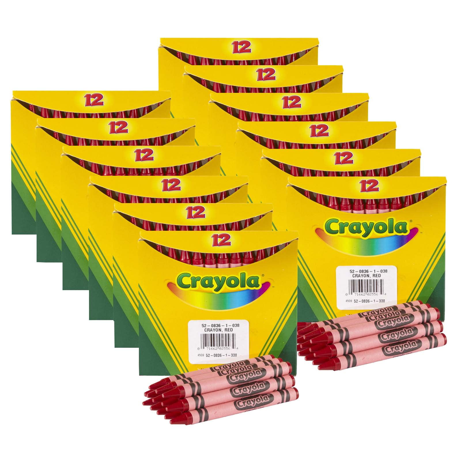 Crayola Bulk Crayons, Red, Regular Size, 12 Per Box, 12 Boxes