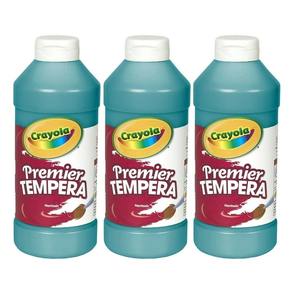 Crayola Premier Tempera Paint, 16 oz, Turquoise, Pack of 3