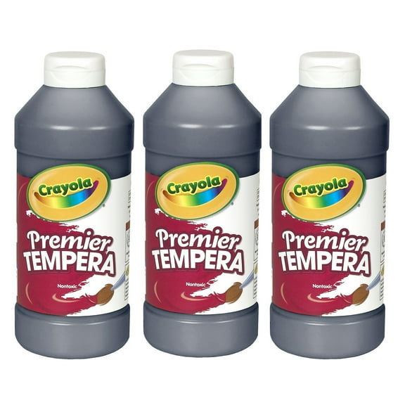 Crayola Premier Tempera Paint, 16 oz, Black, Pack of 3