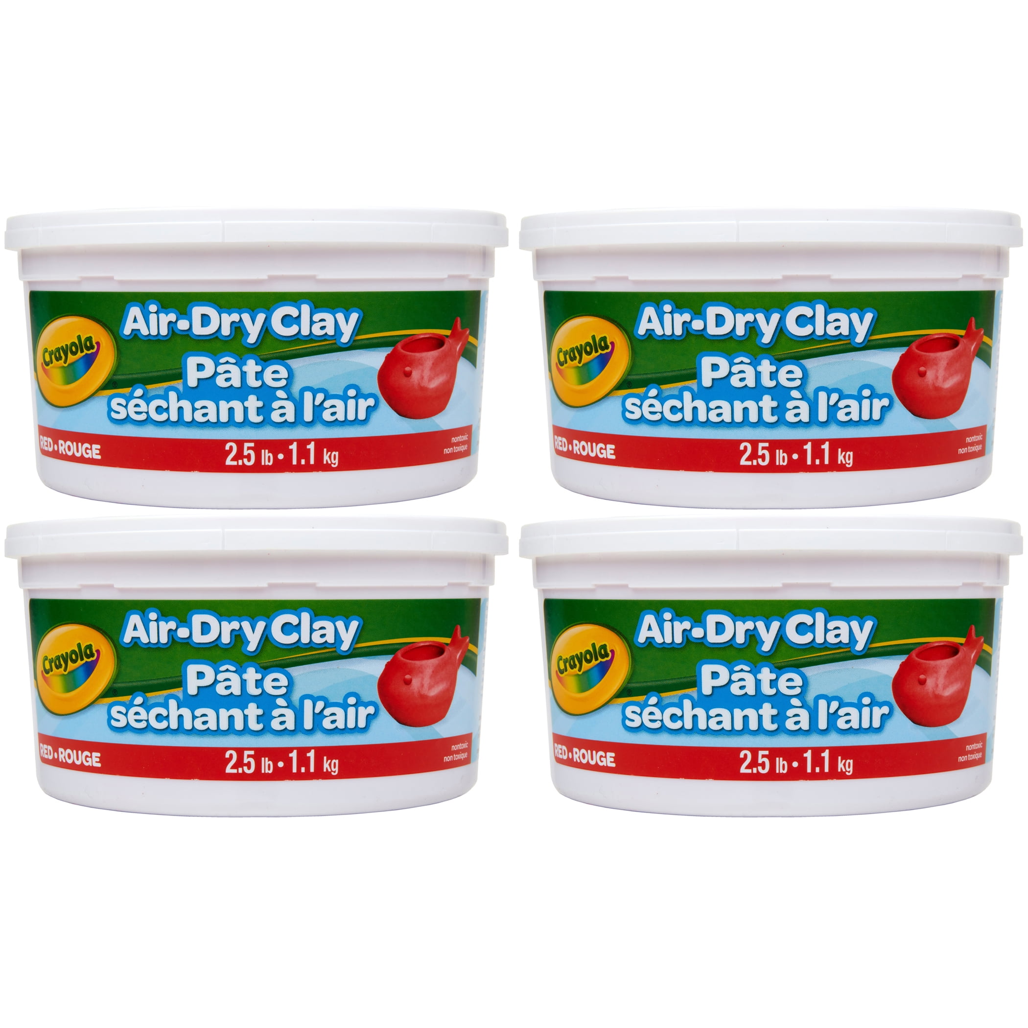 Crayola Air Dry Clay, 2.5lb Tub, Red, Pack of 4