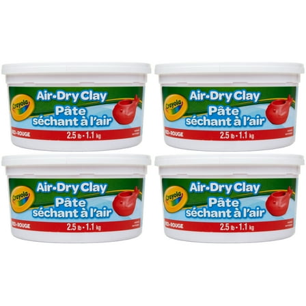 Crayola Air Dry Clay, 2.5lb Tub, Red, Pack of 4