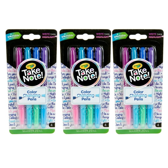 Crayola Take Note! Dual Ended Color Changing Pens, 4 Per Pack, 3 Packs