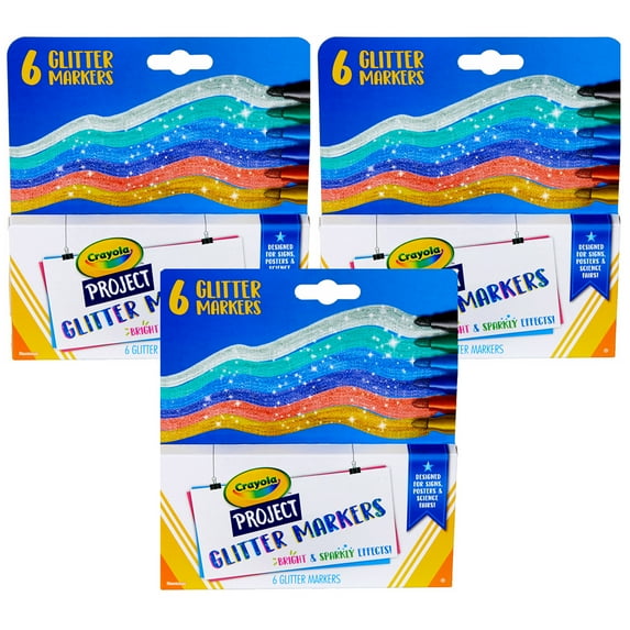 Project Glitter Markers, 6 Per Pack, 3 Packs