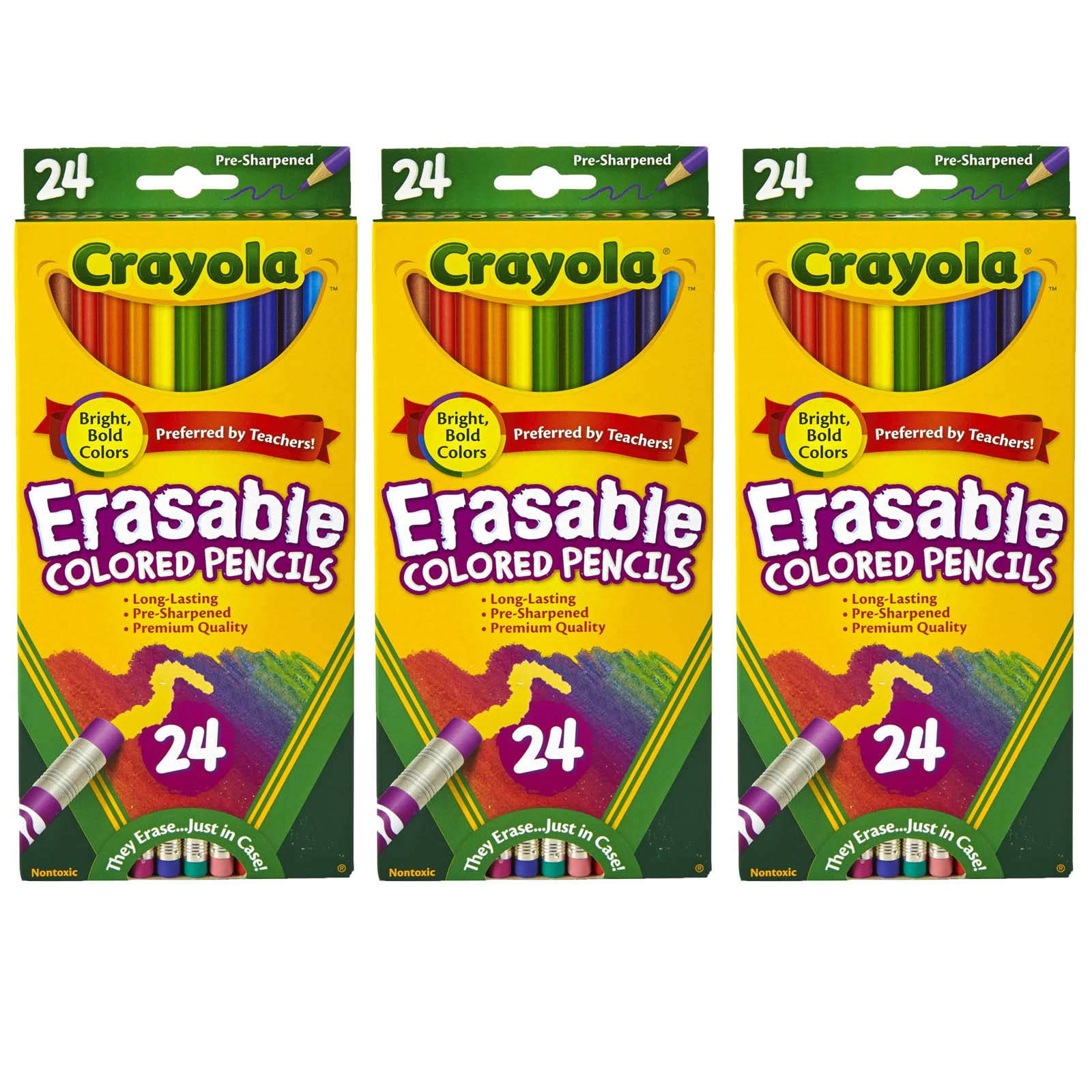 Crayola Erasable Colored Pencils, 24 Per Box, 3 Boxes