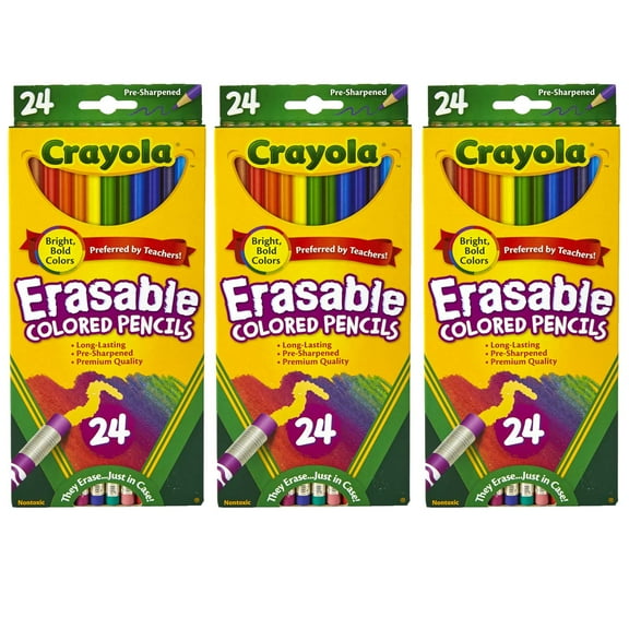 Crayola Erasable Colored Pencils, 24 Per Box, 3 Boxes