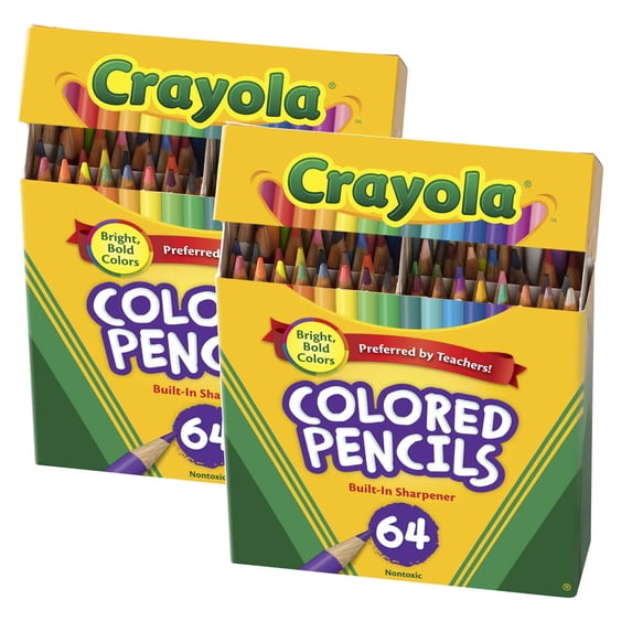 Crayola Short Colored Pencils, 64 Per Pack, 2 Packs