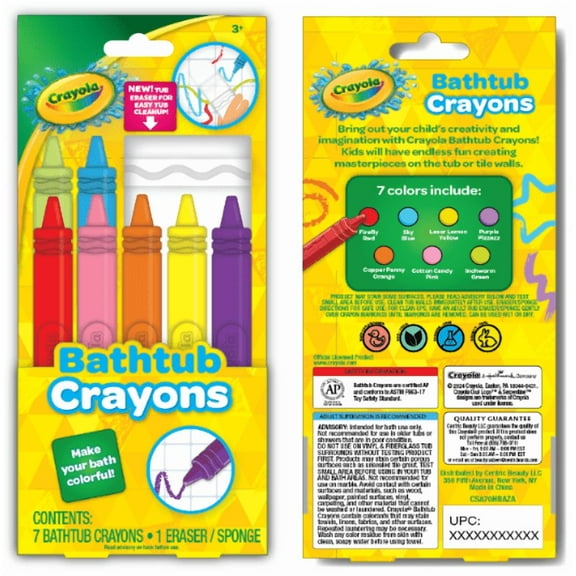 Crayola Bath Crayons with Eraser, 8 Pieces
