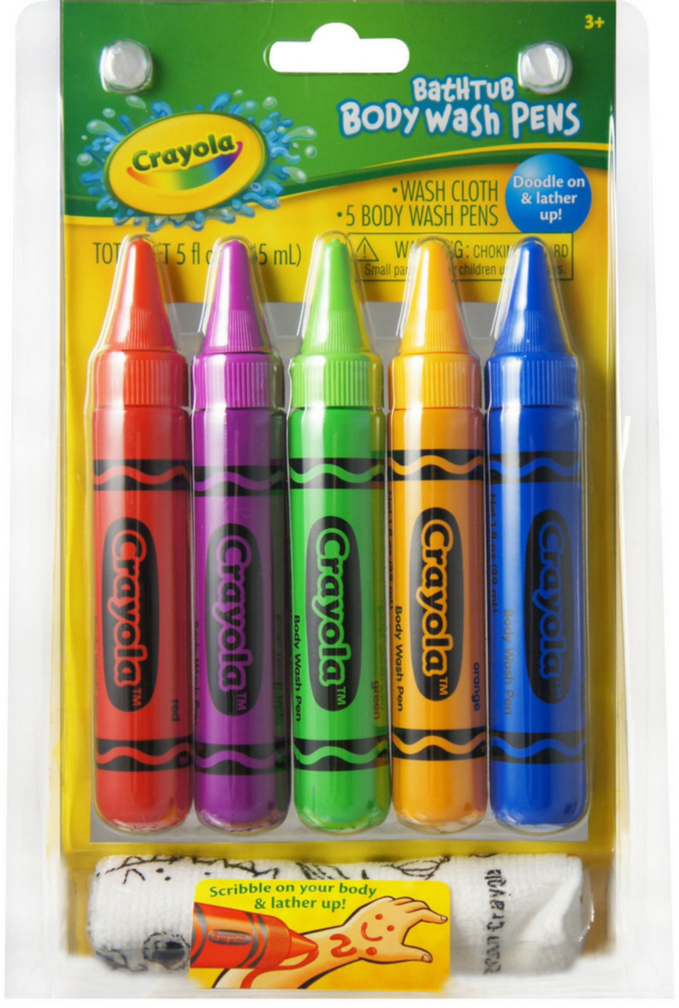 Crayola 6-Piece Bathtub Body Wash Pen Set with Soft Sponge